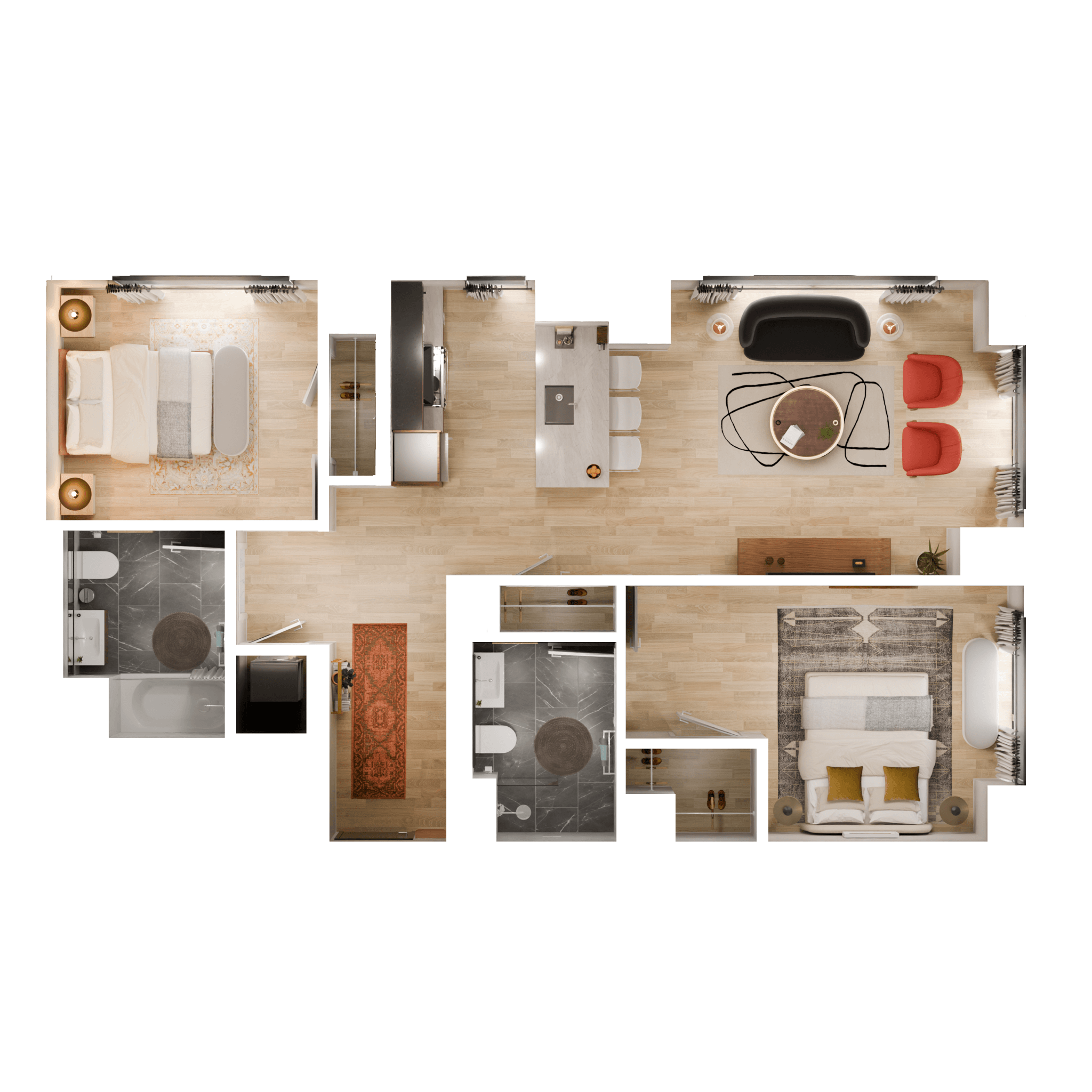 3D Floorplan image of apartment 31U